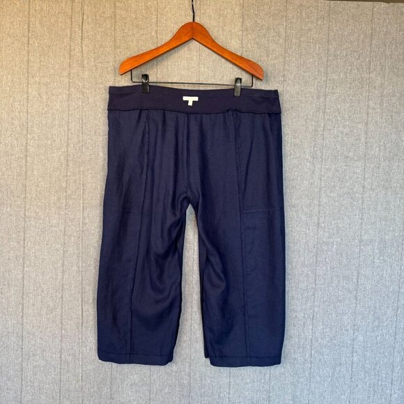 Eileen Fisher 100% Organic Linen Drawstring Waistband Wide Crop Leg Pant Size XL - Picture 5 of 8
